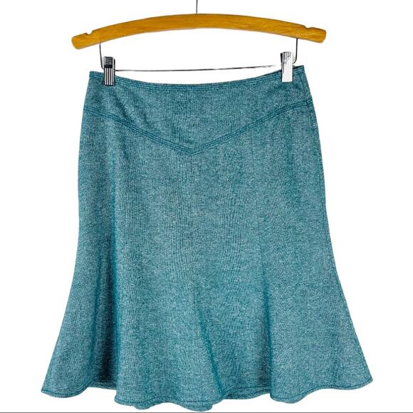 Loft green blue tweed wool preppy academia office midi skirt 4 - Picture 1 of 7